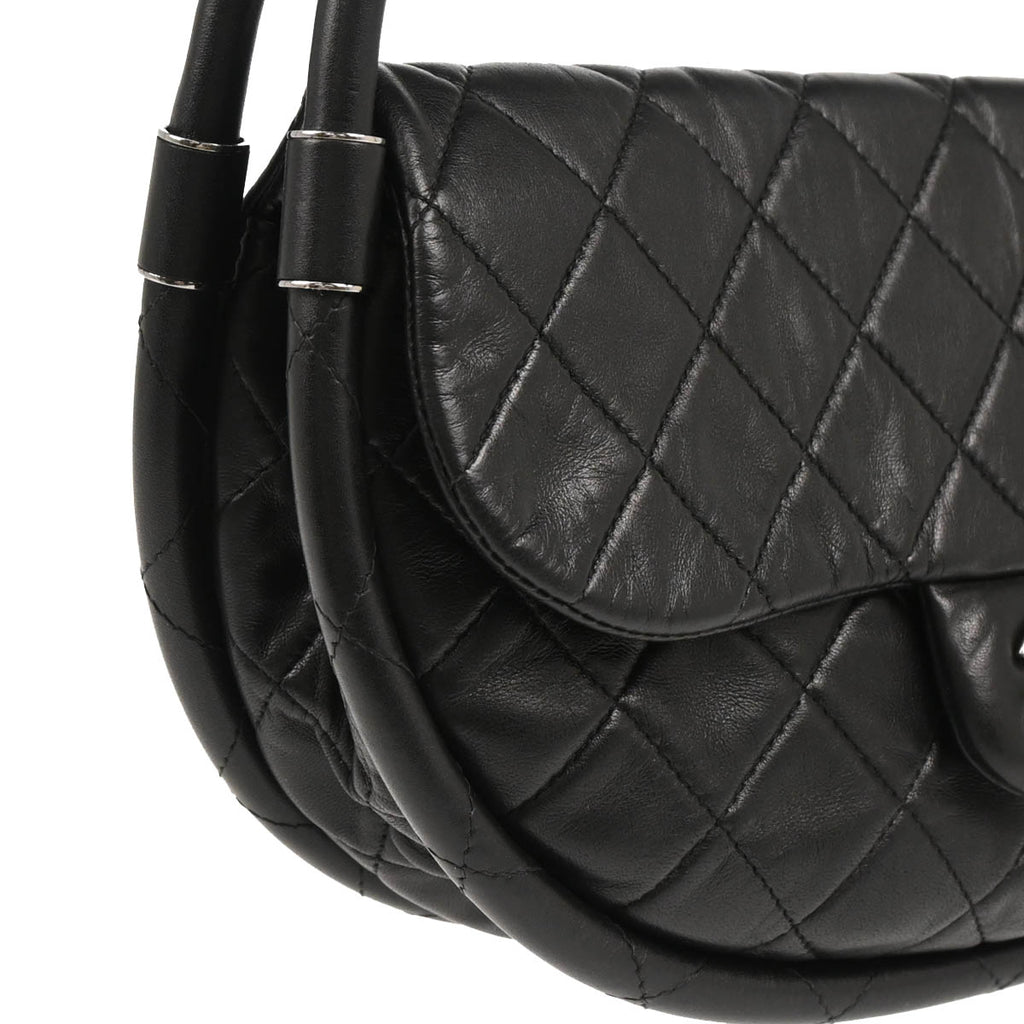 Chanel 2013-2014 Black Lambskin Medium Hula Hoop Handbag