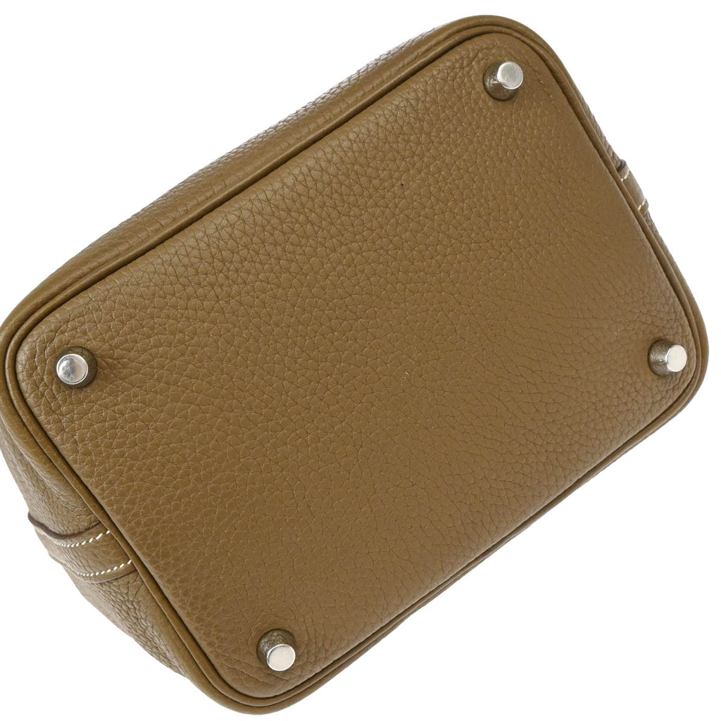 Hermes 2018 Etoupe Taurillon Clemence Picotin Lock 18 PM Handbag