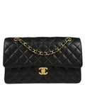 Chanel 2016-2017 Black Caviar Medium Classic Double Flap Shoulder Bag