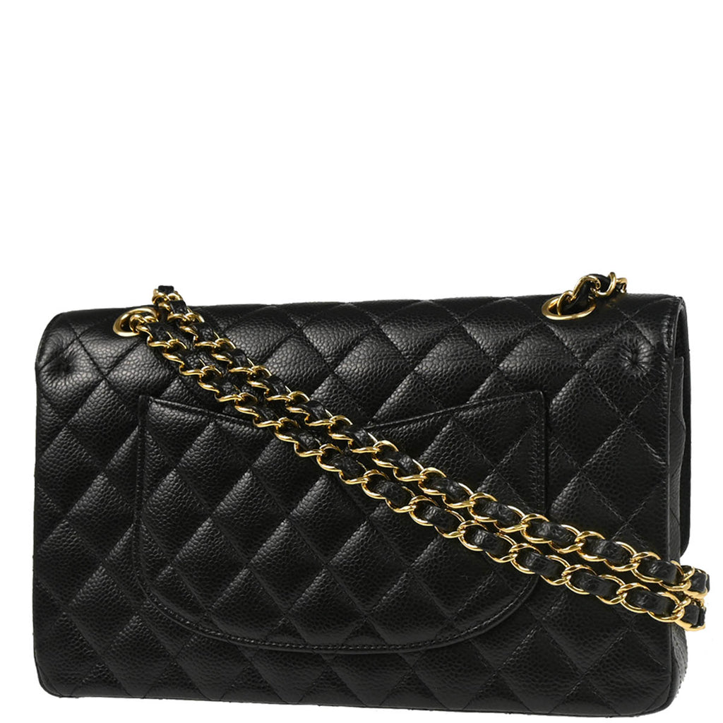 Chanel 2016-2017 Black Caviar Medium Classic Double Flap Shoulder Bag