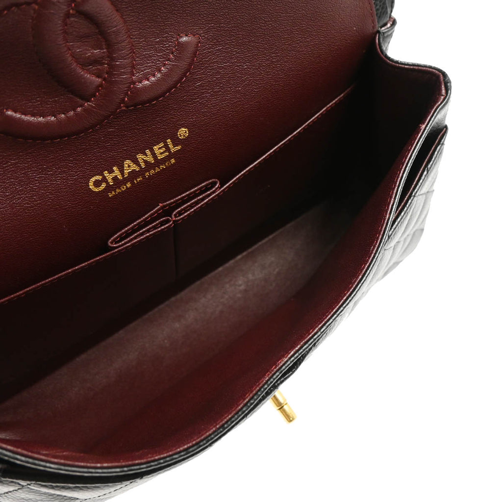 Chanel 2016-2017 Black Caviar Medium Classic Double Flap Shoulder Bag