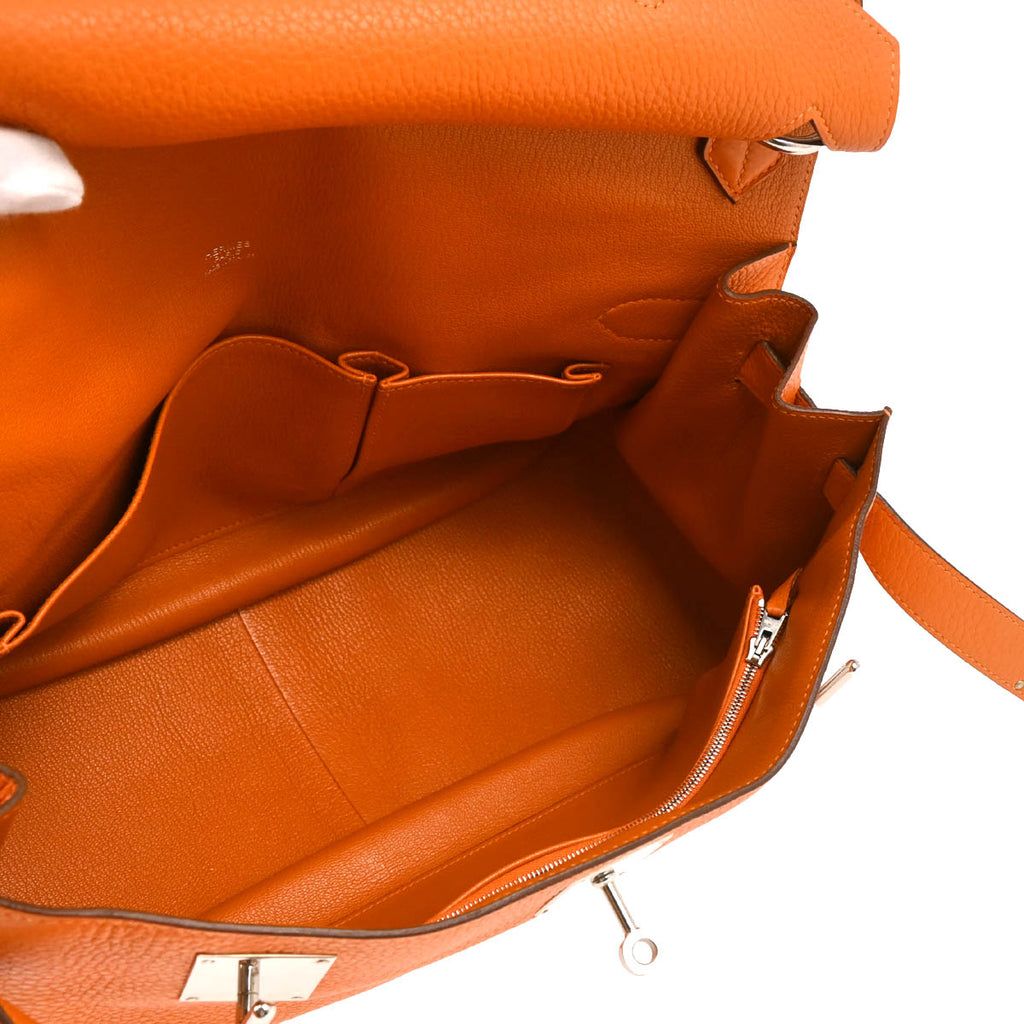 Hermes 2010 Orange Taurillon Clemence Jypsiere 34 Shoulder Bag