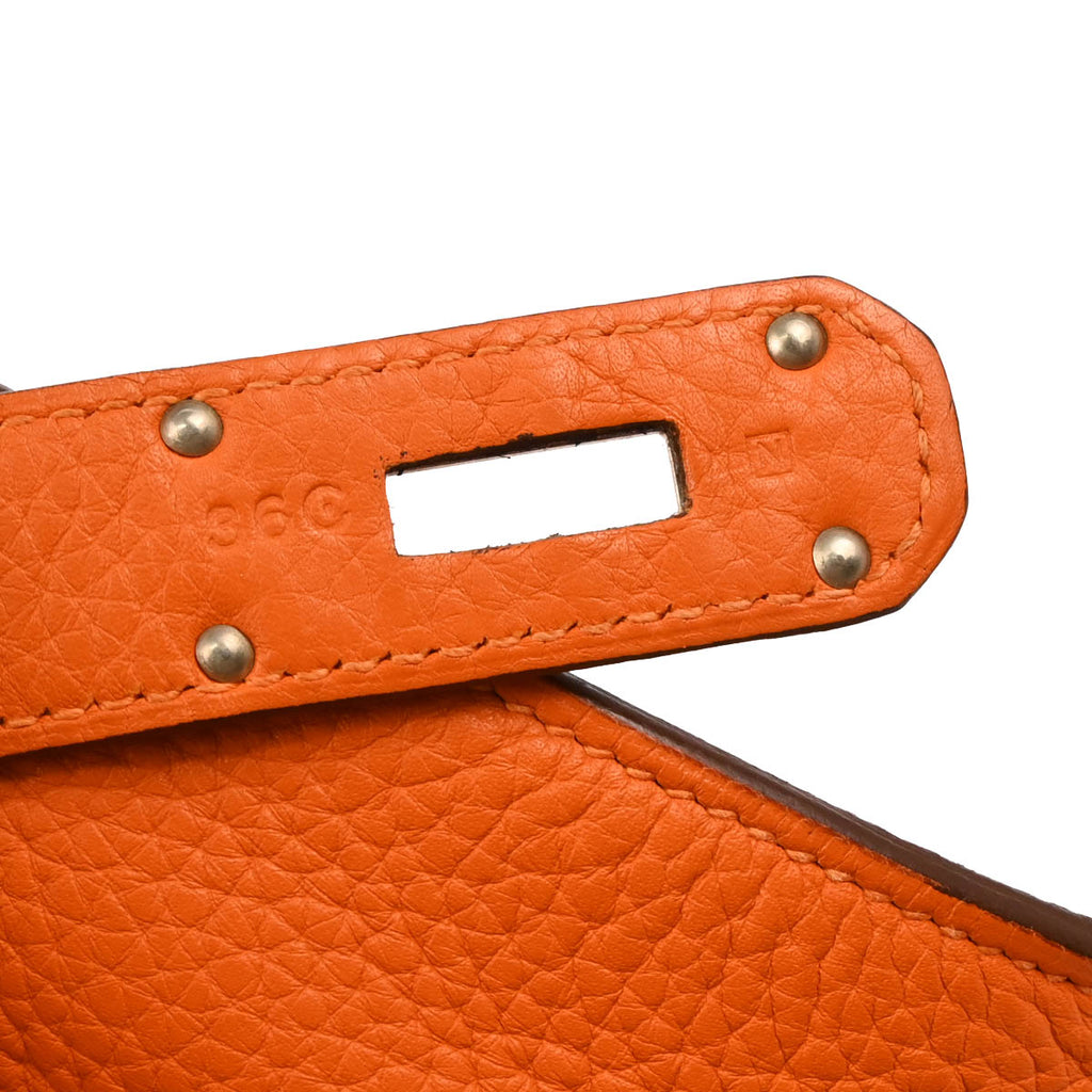 Hermes 2010 Orange Taurillon Clemence Jypsiere 34 Shoulder Bag