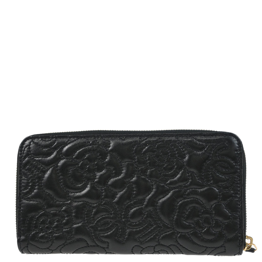 Chanel 2018-2019 Black Lambskin Camellia Long Wallet