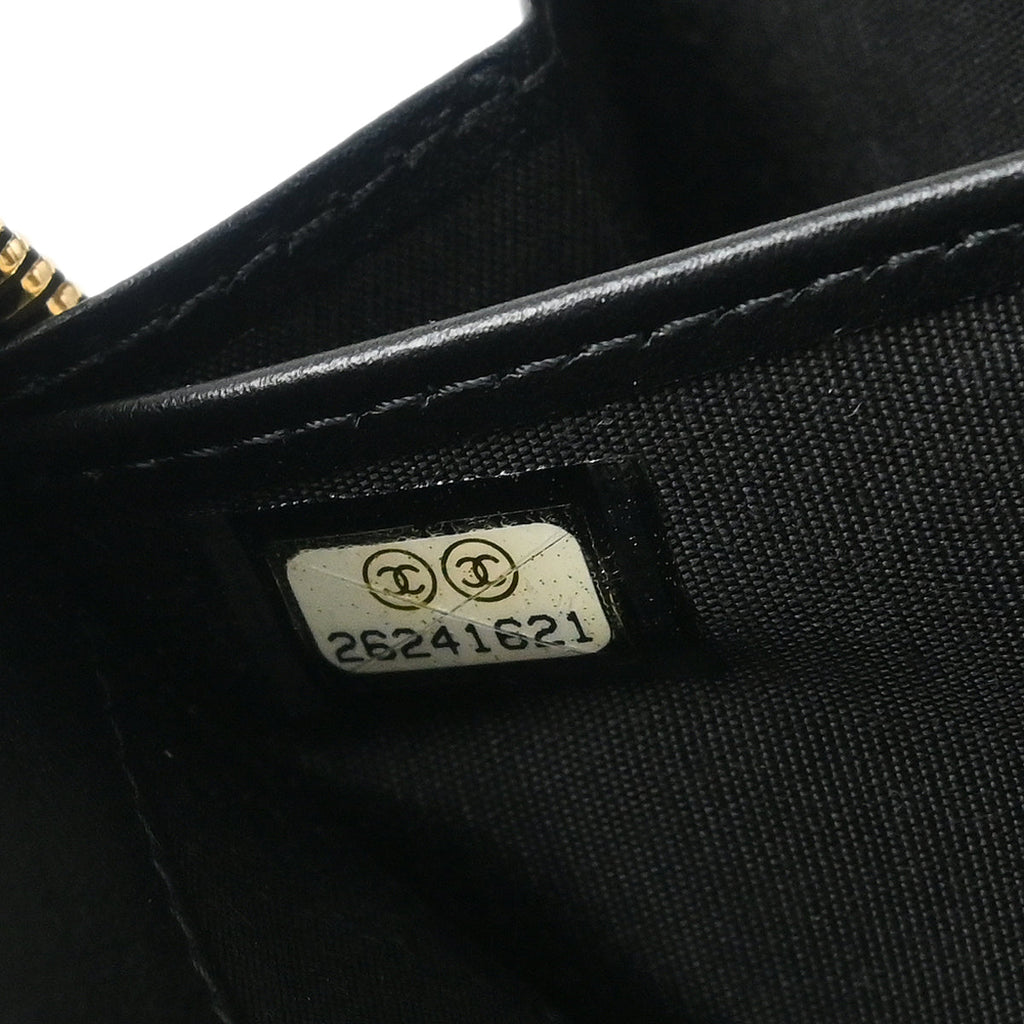 Chanel 2018-2019 Black Lambskin Camellia Long Wallet