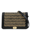 Boy Chanel 2019 Black Raffia Calfskin WOC Shoulder Wallet Bag
