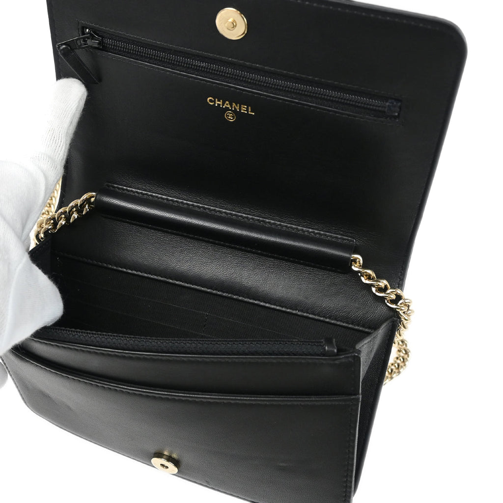 Boy Chanel 2019 Black Raffia Calfskin WOC Shoulder Wallet Bag