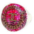 Chanel Ring Acrylic Clear Pink 14S