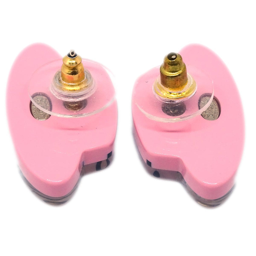 Chanel Hat Piercing Earrings Pink D19P