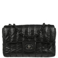 Chanel 2011 Black Lambskin Vertical Stitch Shoulder Bag