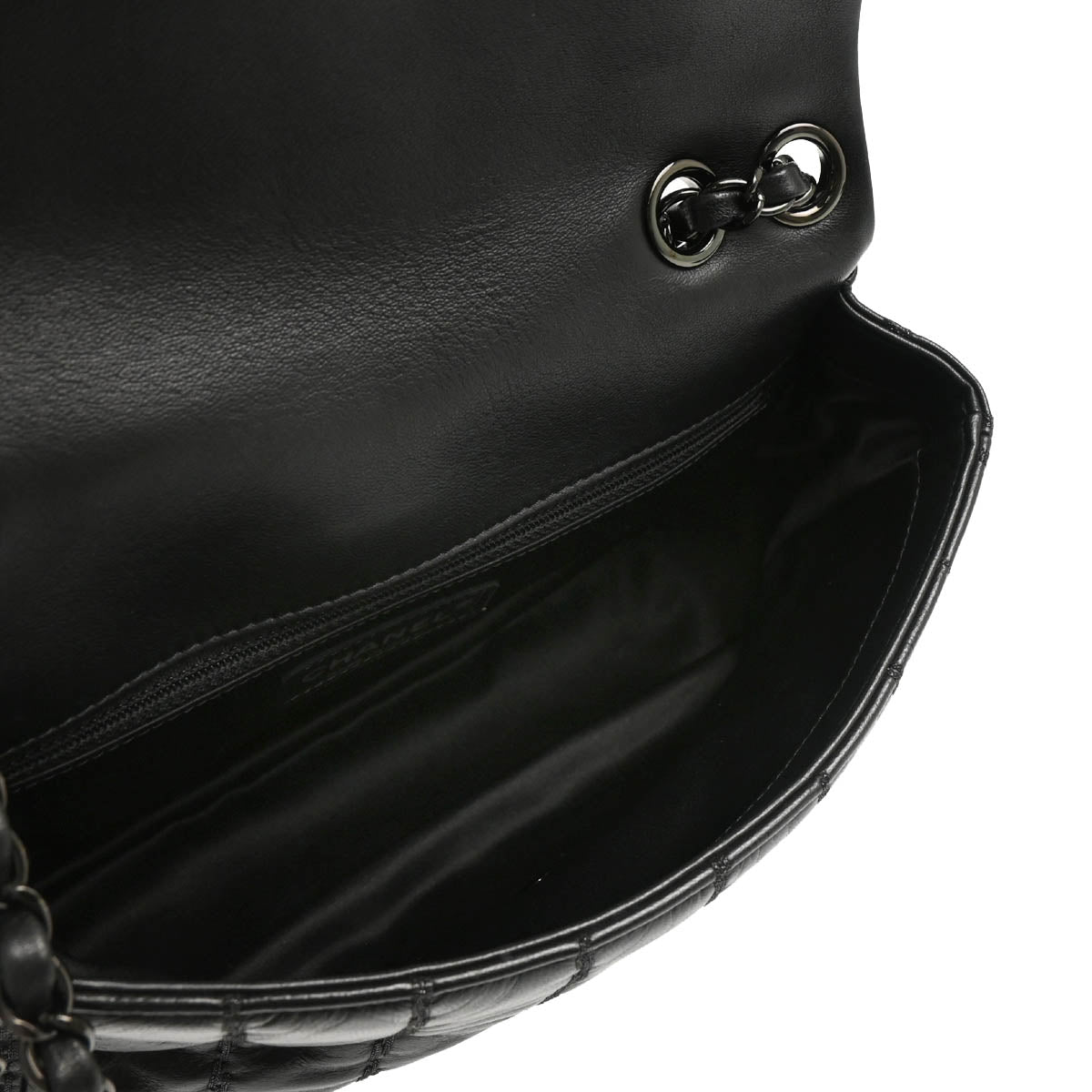 Chanel 2011 Black Lambskin Vertical Stitch Shoulder Bag