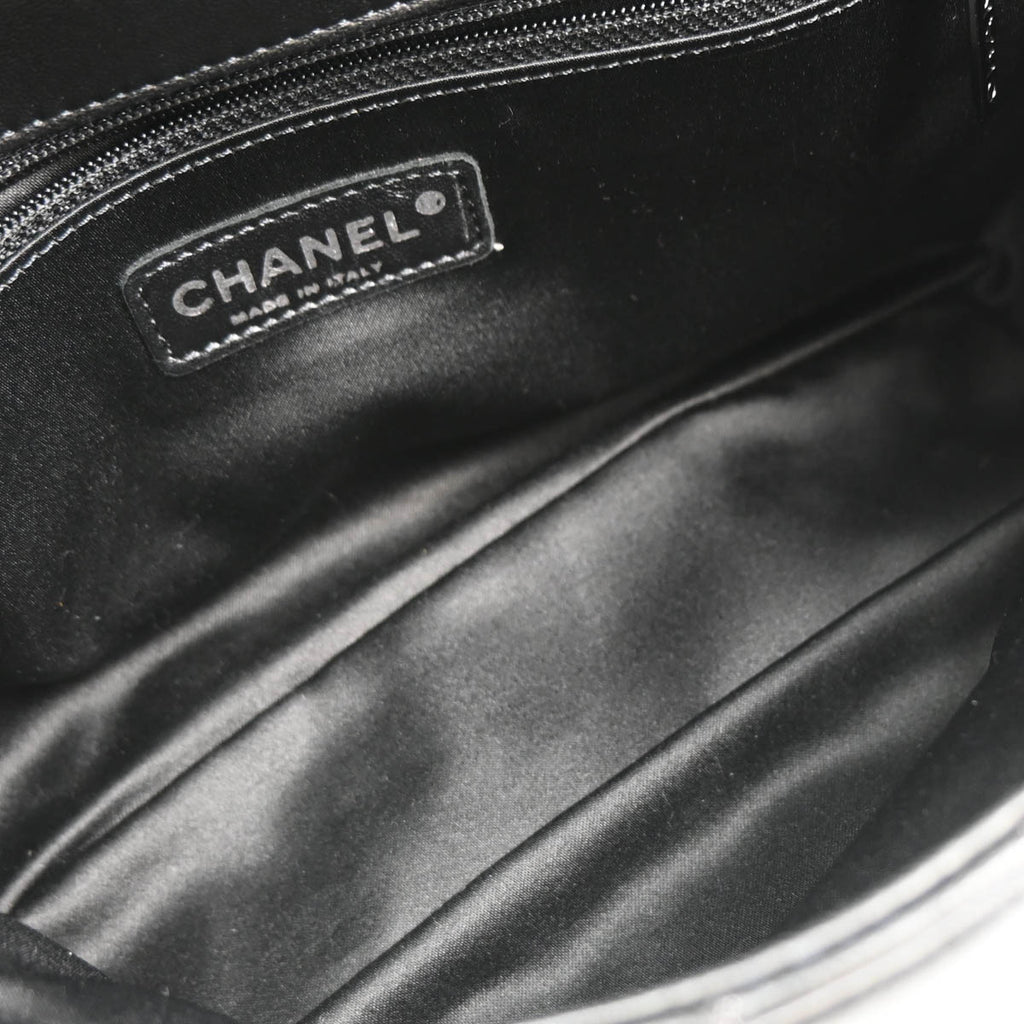 Chanel 2011 Black Lambskin Vertical Stitch Shoulder Bag