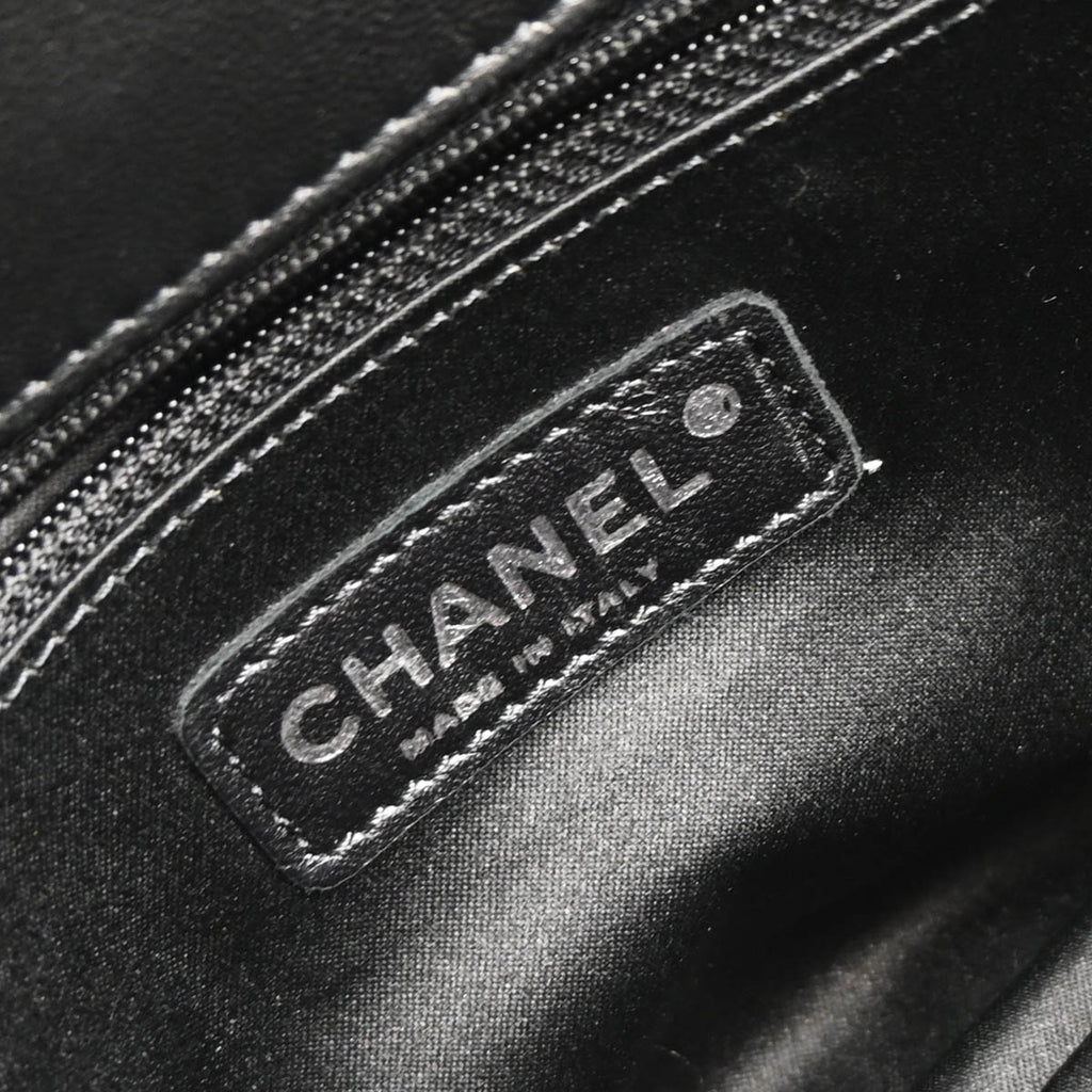 Chanel 2011 Black Lambskin Vertical Stitch Shoulder Bag