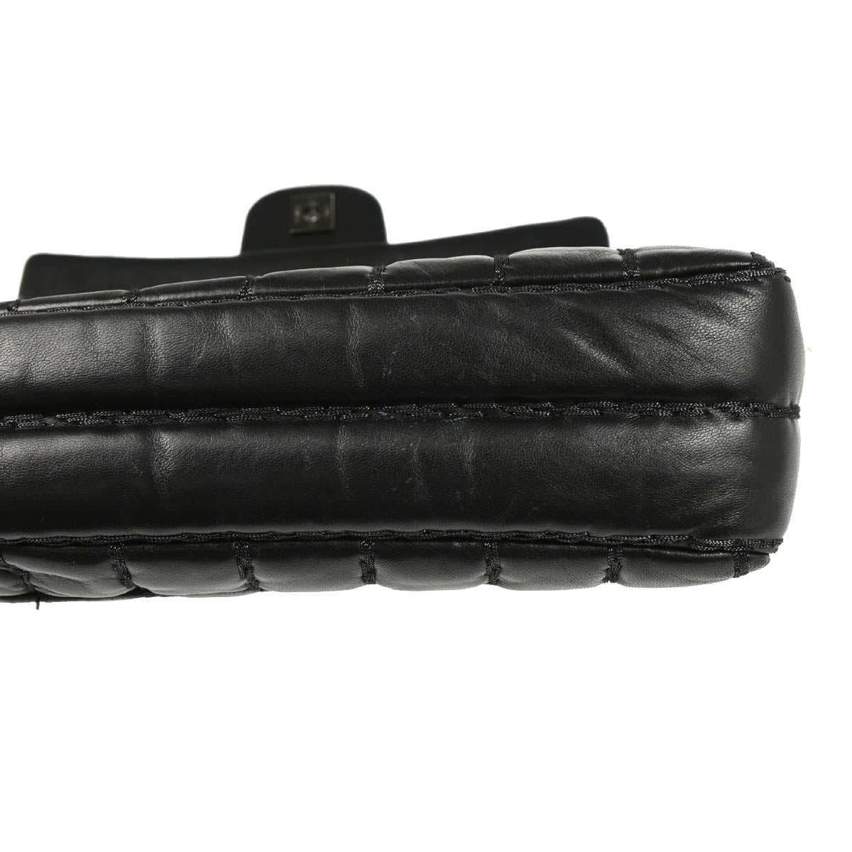 Chanel 2011 Black Lambskin Vertical Stitch Shoulder Bag