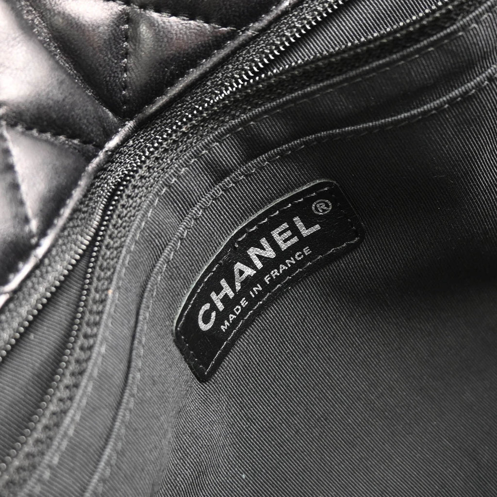 Chanel 2014 Black Lambskin Star Stitch Shoulder Bag