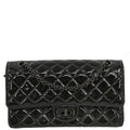 Chanel 2019 Black Patent Leather 2.55 Medium Double Flap Shoulder Bag