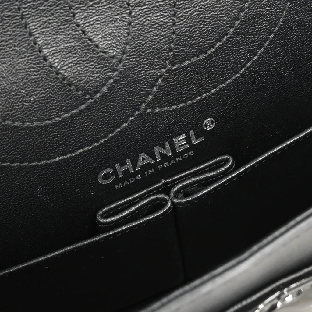 Chanel 2019 Black Patent Leather 2.55 Medium Double Flap Shoulder Bag
