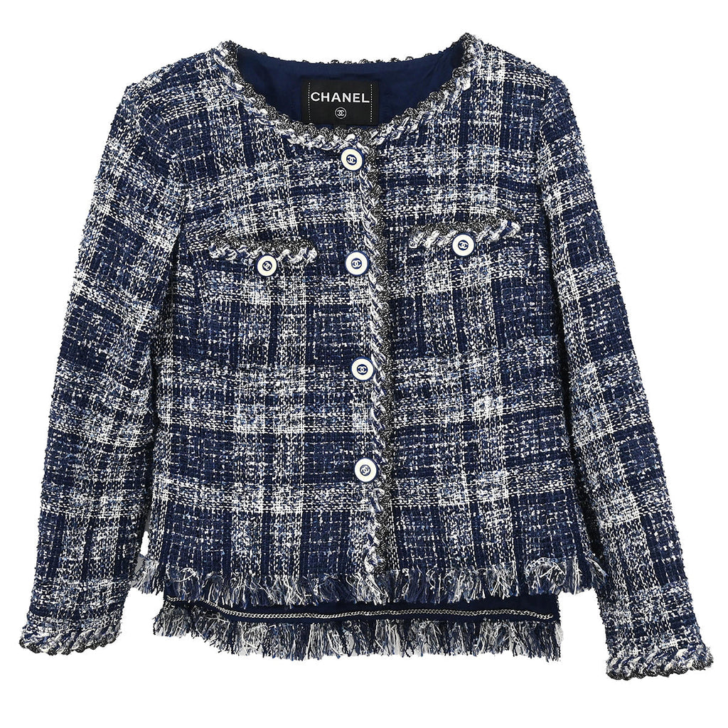 Chanel 2018 Collarless Jacket Navy #34