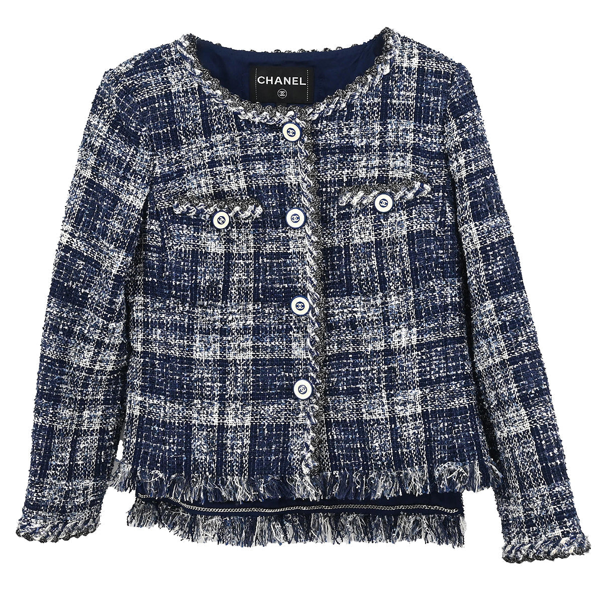 Chanel 2018 Collarless Jacket Navy #34