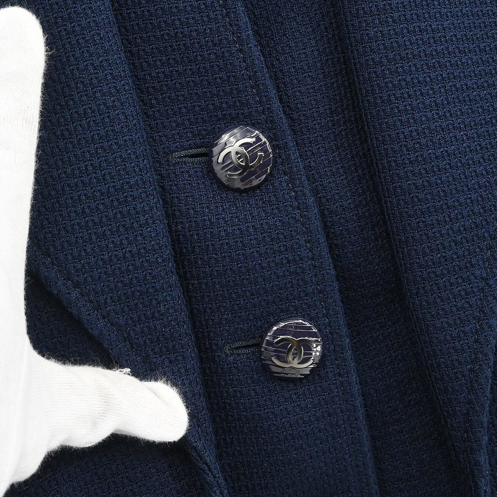 Chanel 2014 Single Breasted Coat Navy #38