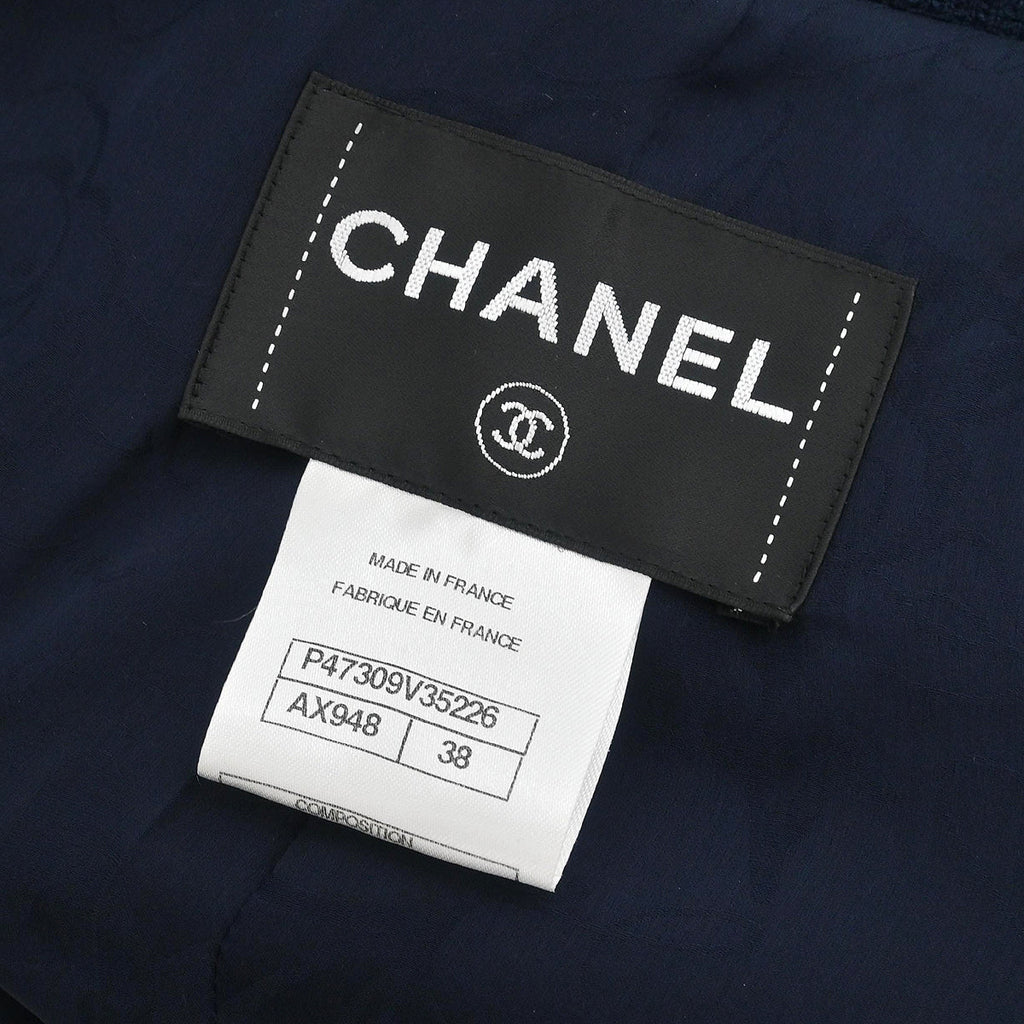 Chanel 2014 Single Breasted Coat Navy #38