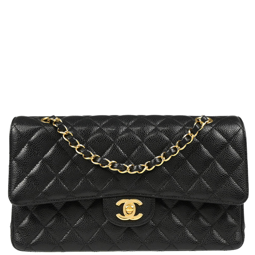 Chanel 2019 Black Caviar Medium Classic Double Flap Shoulder Bag