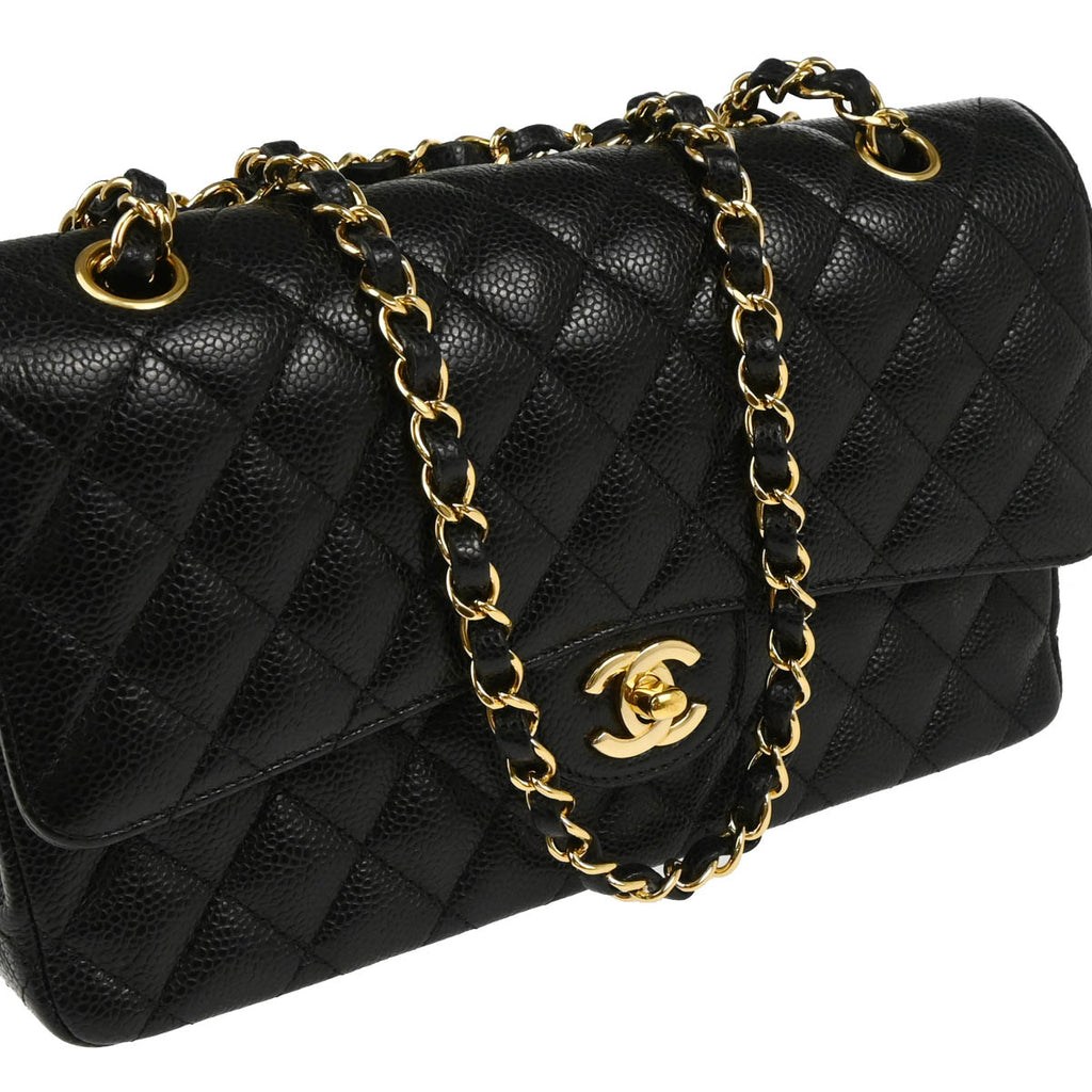 Chanel 2019 Black Caviar Medium Classic Double Flap Shoulder Bag