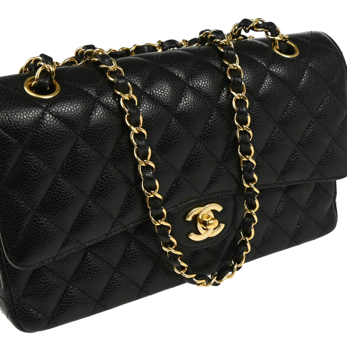 Chanel 2019 Black Caviar Medium Classic Double Flap Shoulder Bag