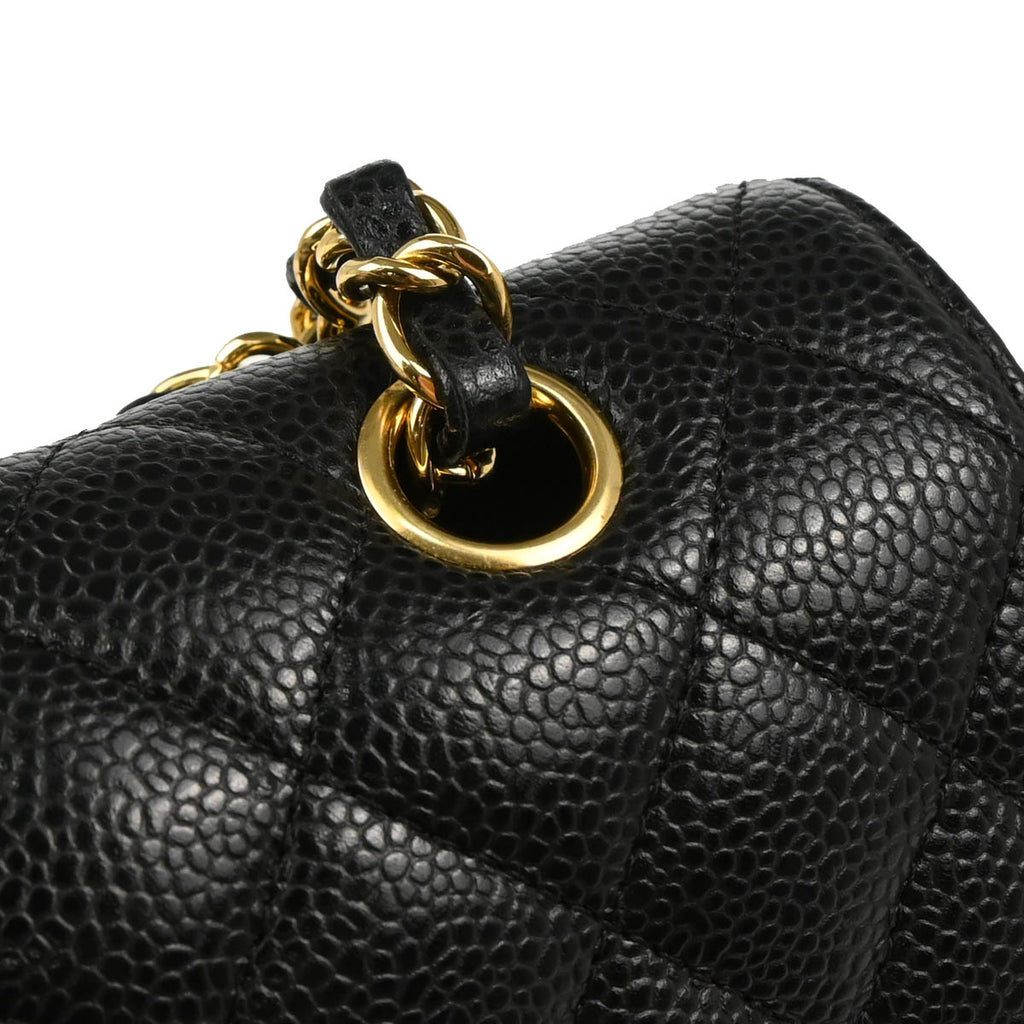 Chanel 2019 Black Caviar Medium Classic Double Flap Shoulder Bag