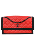 Chanel 2015-2016 Red Lambskin Canvas Shoulder Bag