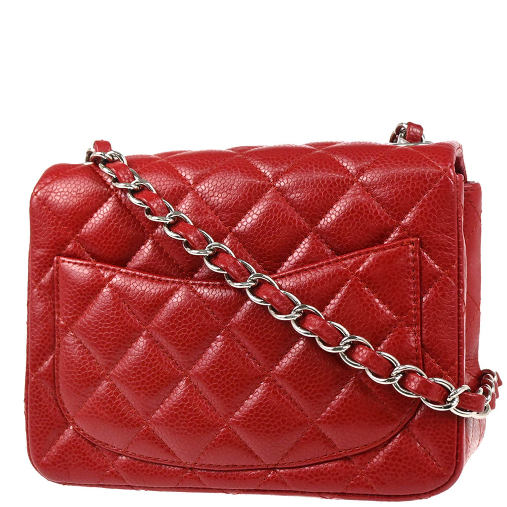 Chanel 2012 Red Calfskin Mini Classic Square Flap Shoulder Bag