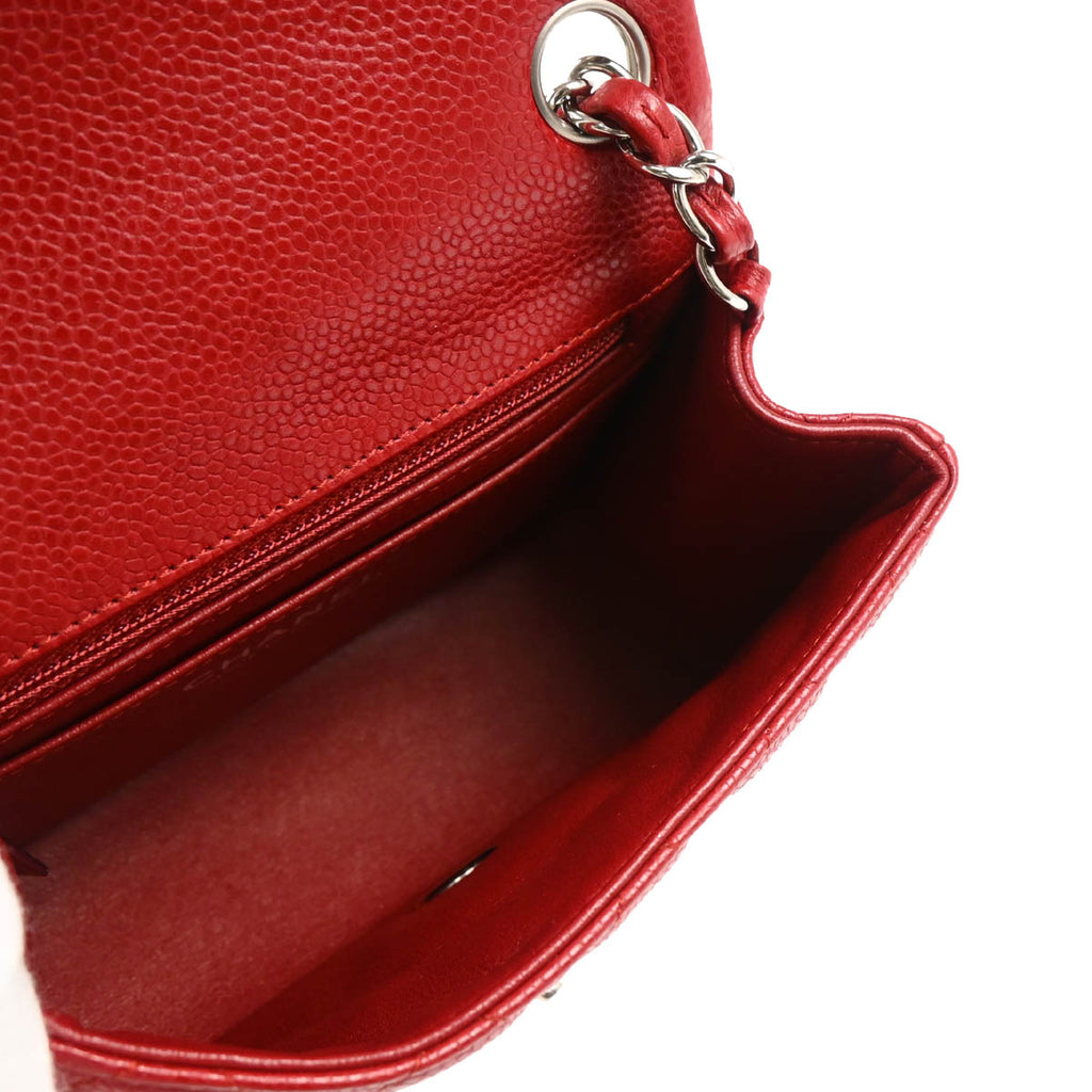 Chanel 2012 Red Calfskin Mini Classic Square Flap Shoulder Bag