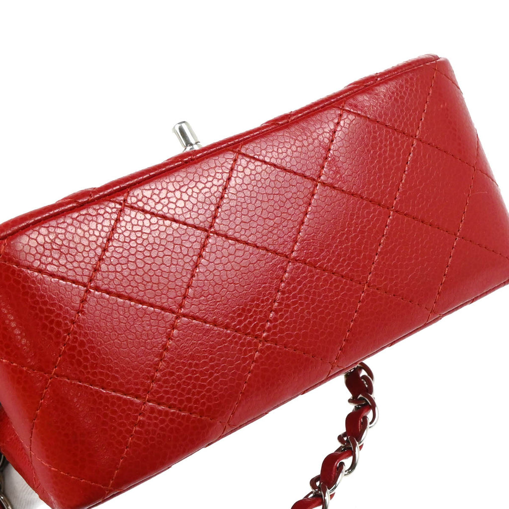 Chanel 2012 Red Calfskin Mini Classic Square Flap Shoulder Bag