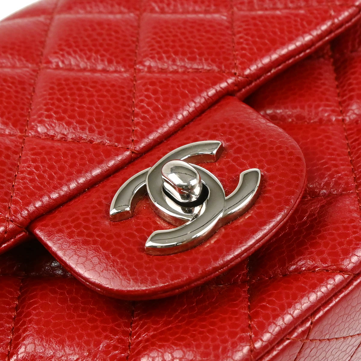 Chanel 2012 Red Calfskin Mini Classic Square Flap Shoulder Bag