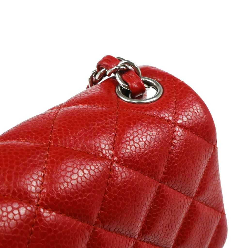 Chanel 2012 Red Calfskin Mini Classic Square Flap Shoulder Bag