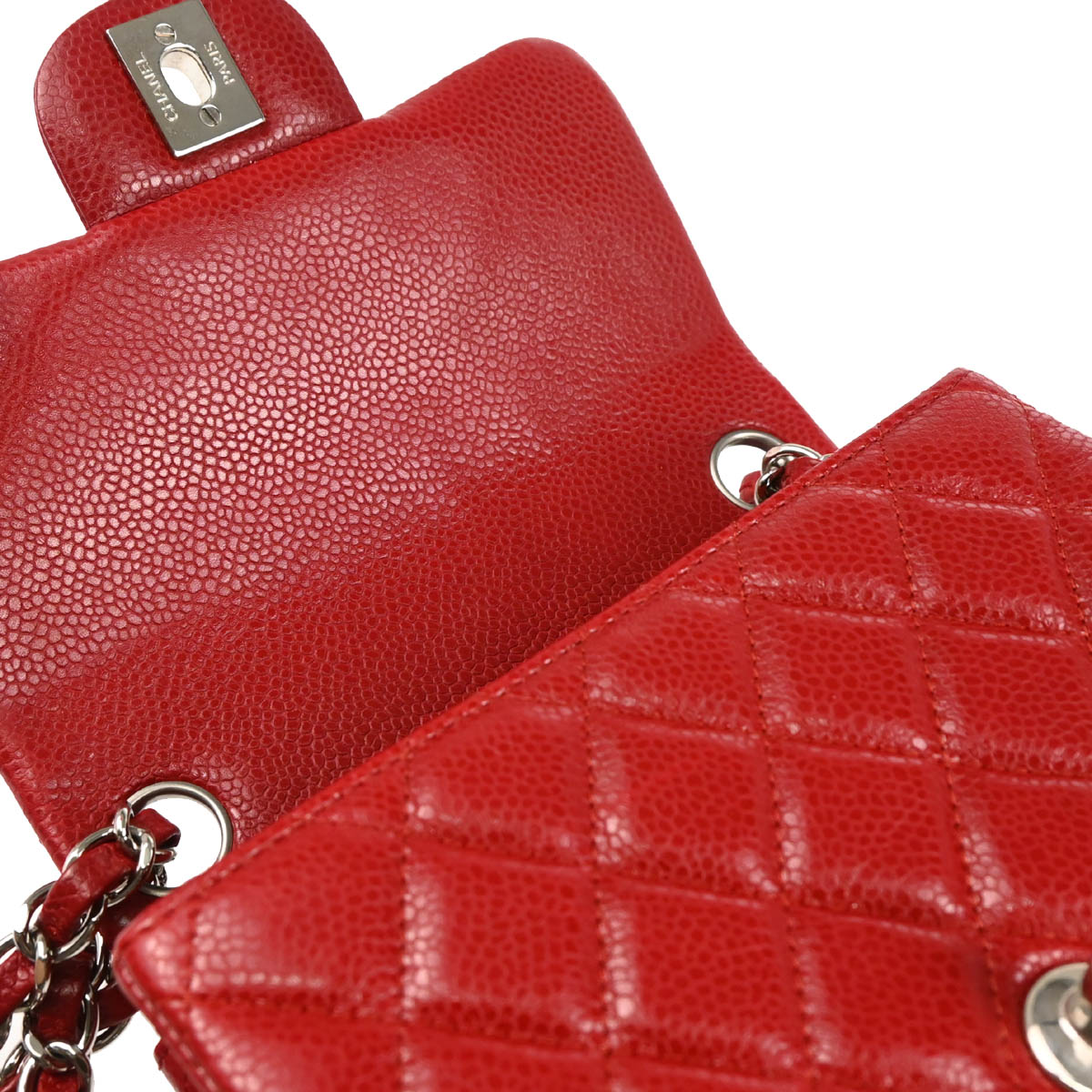 Chanel 2012 Red Calfskin Mini Classic Square Flap Shoulder Bag