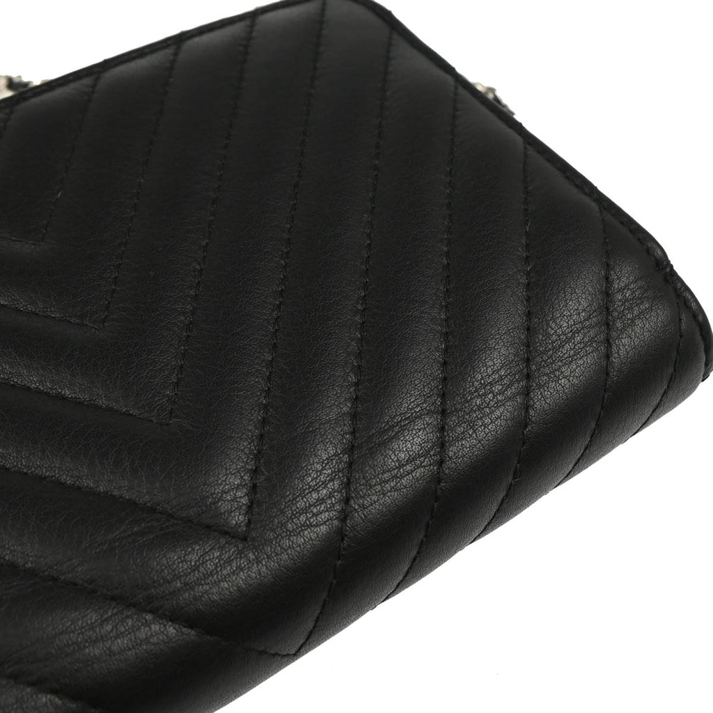 Chanel 2018 Black Lambskin Chevron Tassel WOC Shoulder Wallet Bag