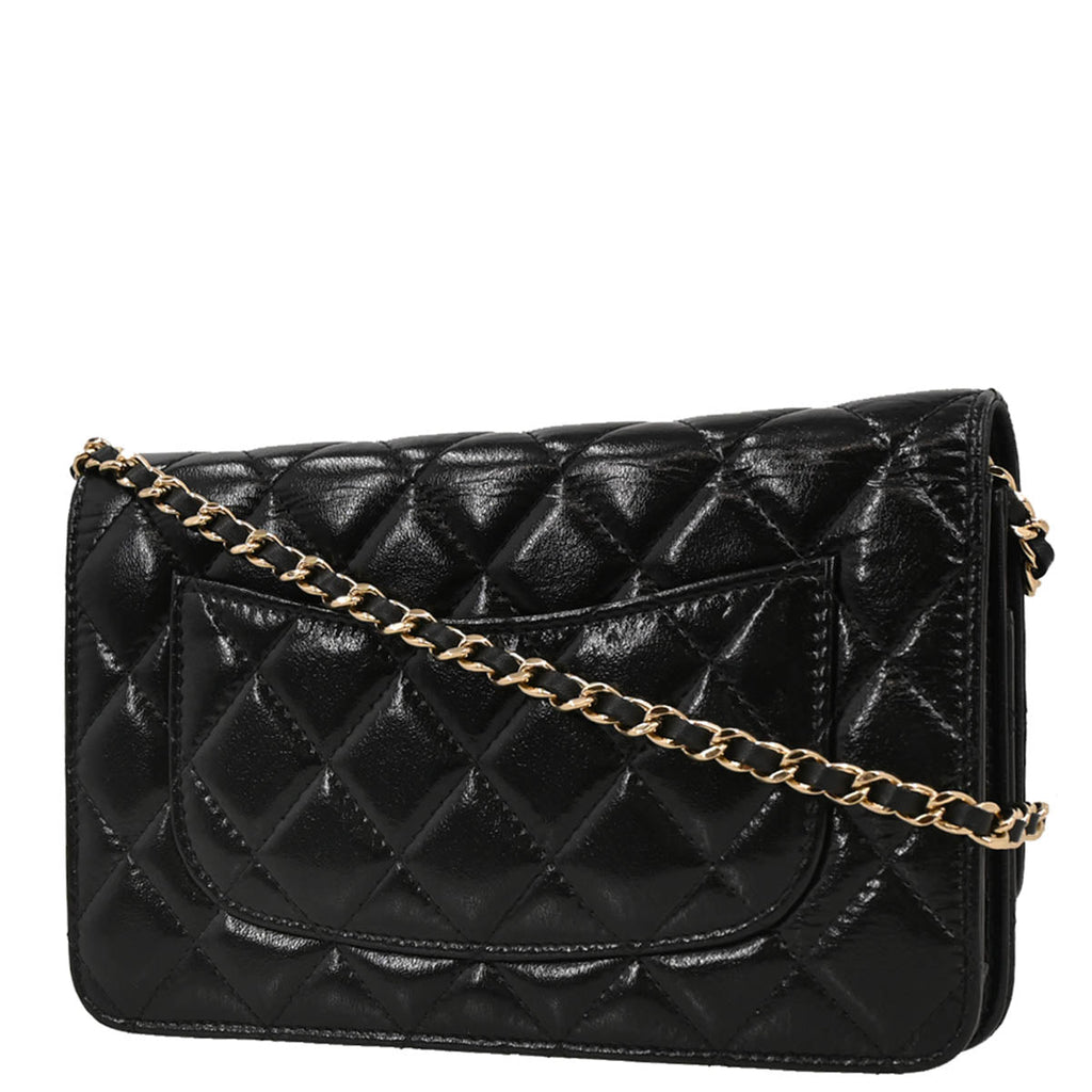 Chanel 2019 Black Lambskin Costume Pearl WOC Shoulder Wallet Bag