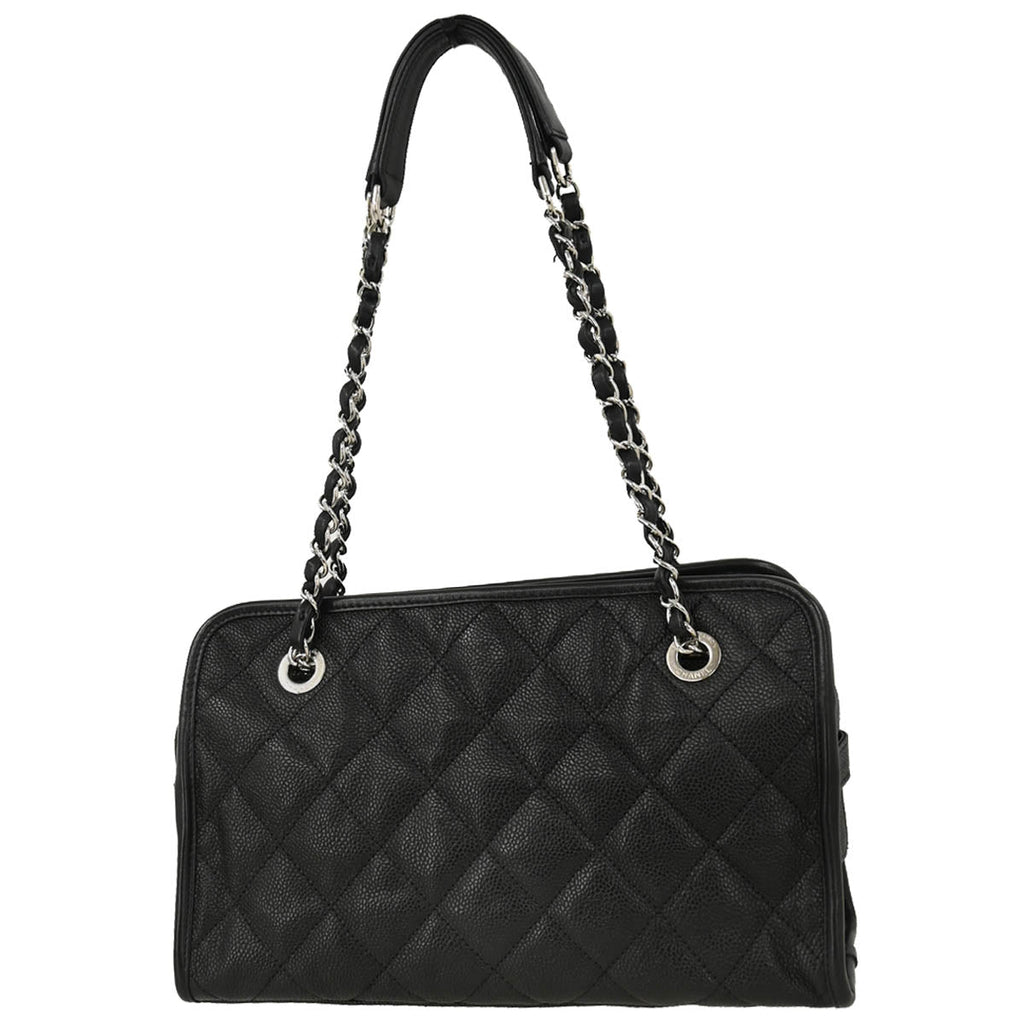 Chanel 2012-2013 Black Caviar Chain Tote Shoulder Bag