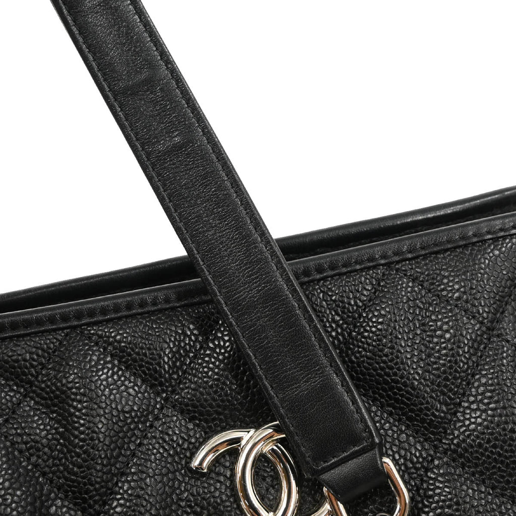 Chanel 2012-2013 Black Caviar Chain Tote Shoulder Bag