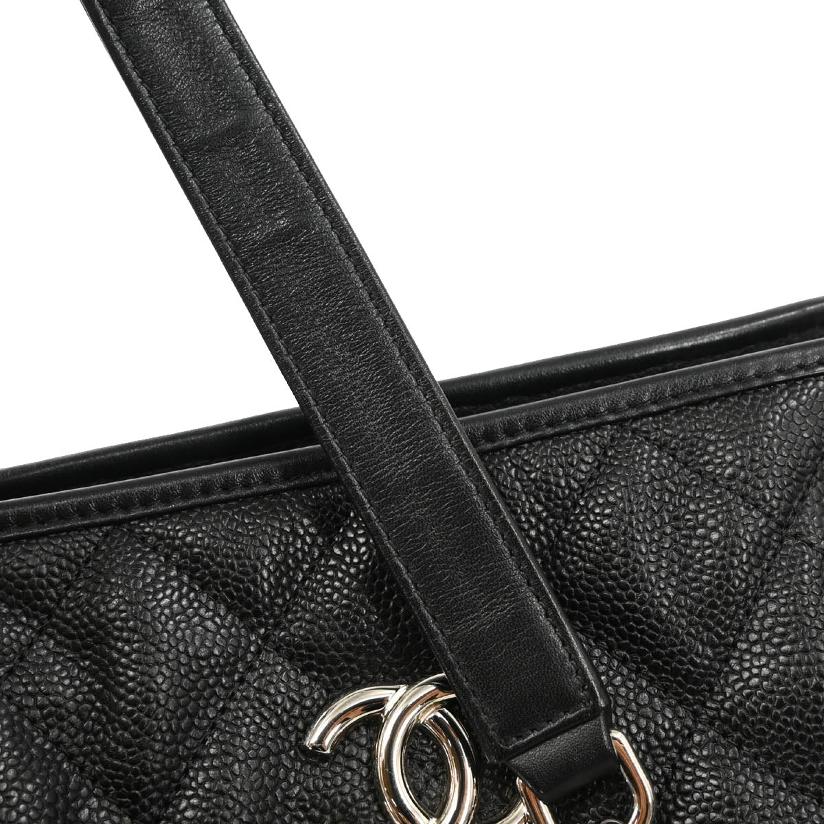 Chanel 2012-2013 Black Caviar Chain Tote Shoulder Bag