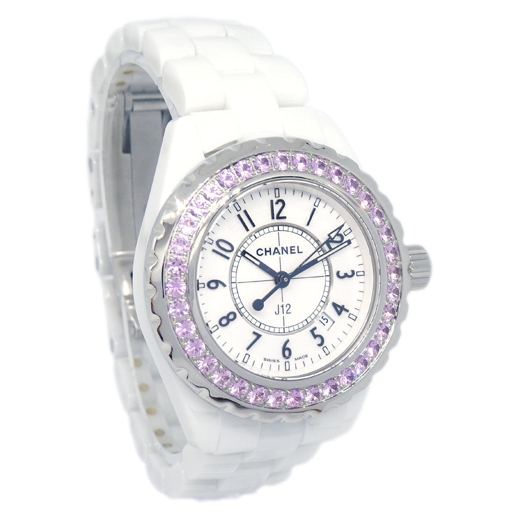 Chanel Ref.H2010 J12 33mm Quartz Watch Ceramic SS Diamond Pink Sapphire