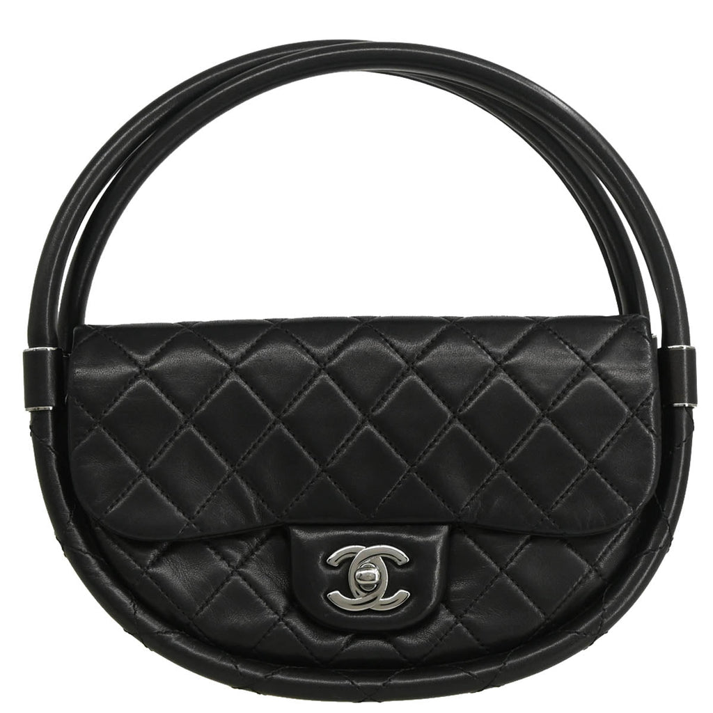 Chanel 2013-2014 Black Lambskin Small Hula Hoop Handbag