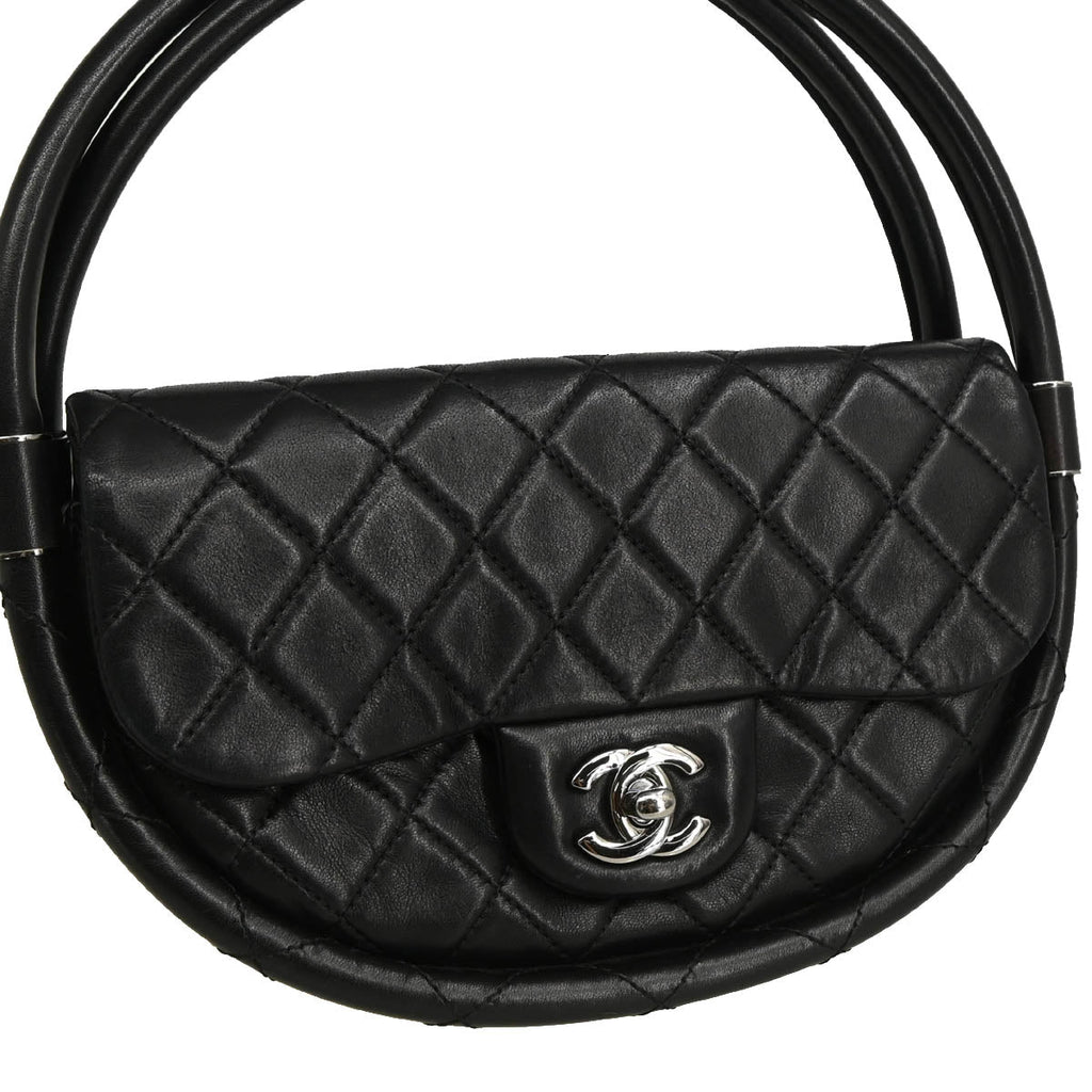 Chanel 2013-2014 Black Lambskin Small Hula Hoop Handbag