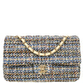 Chanel 2019 White Tweed Medium Classic Double Flap Shoulder Bag