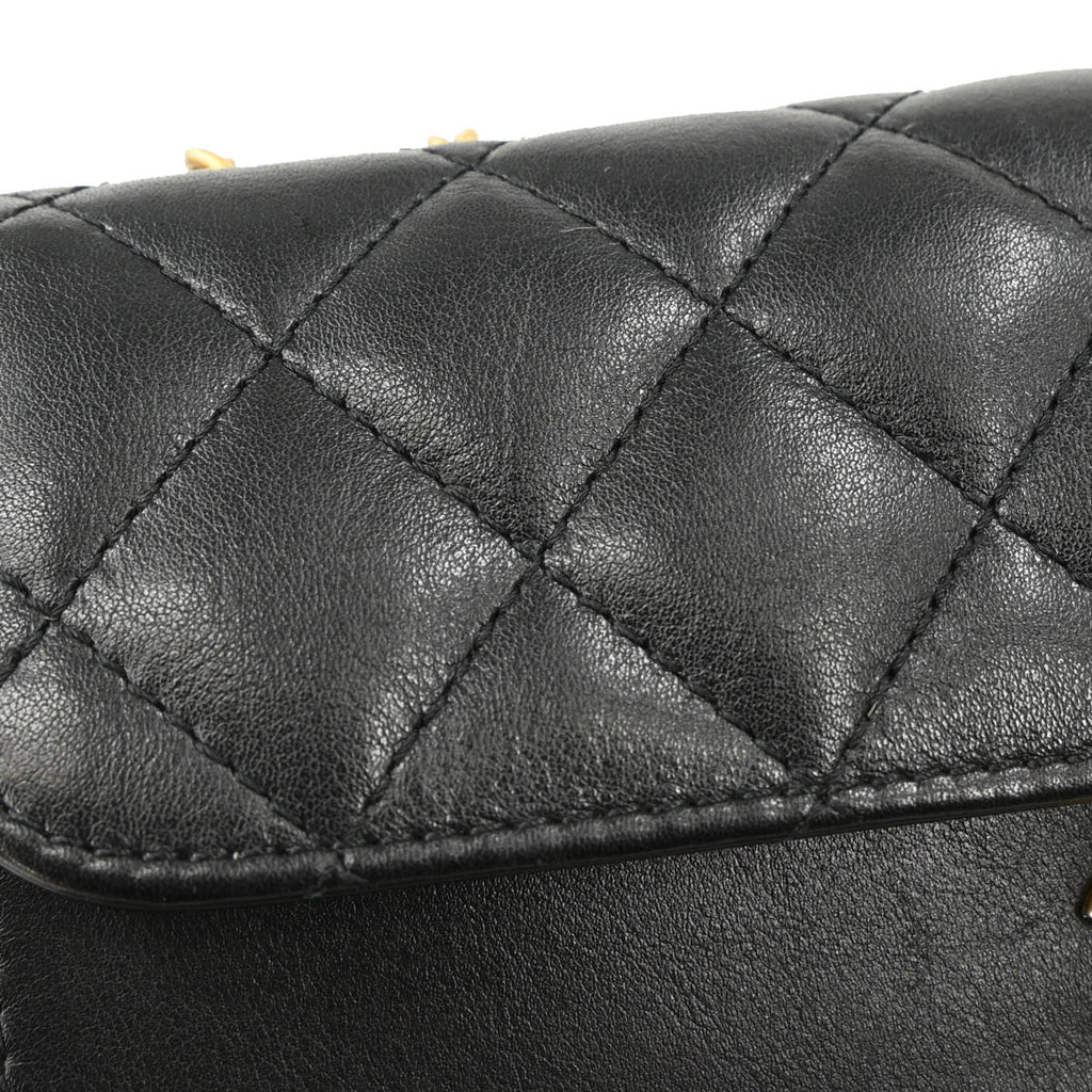 Chanel 2019 Black Lambskin Triple Flap Shoulder Bag