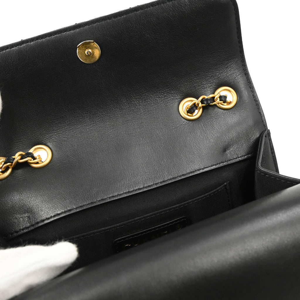 Chanel 2019 Black Lambskin Triple Flap Shoulder Bag
