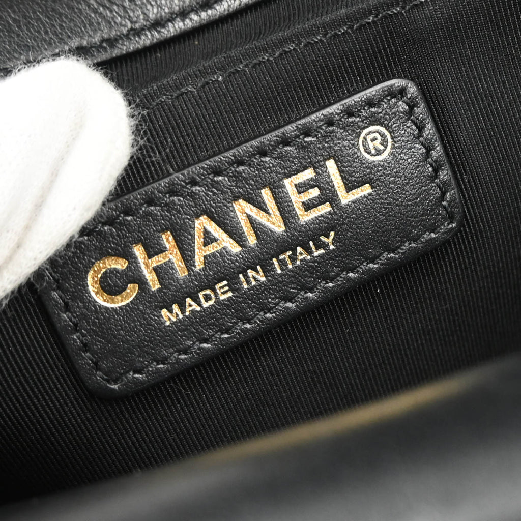 Chanel 2019 Black Lambskin Triple Flap Shoulder Bag