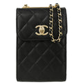 Chanel 2016-2017 Black Lambskin Trendy CC Phone Holder Crossbody Bag