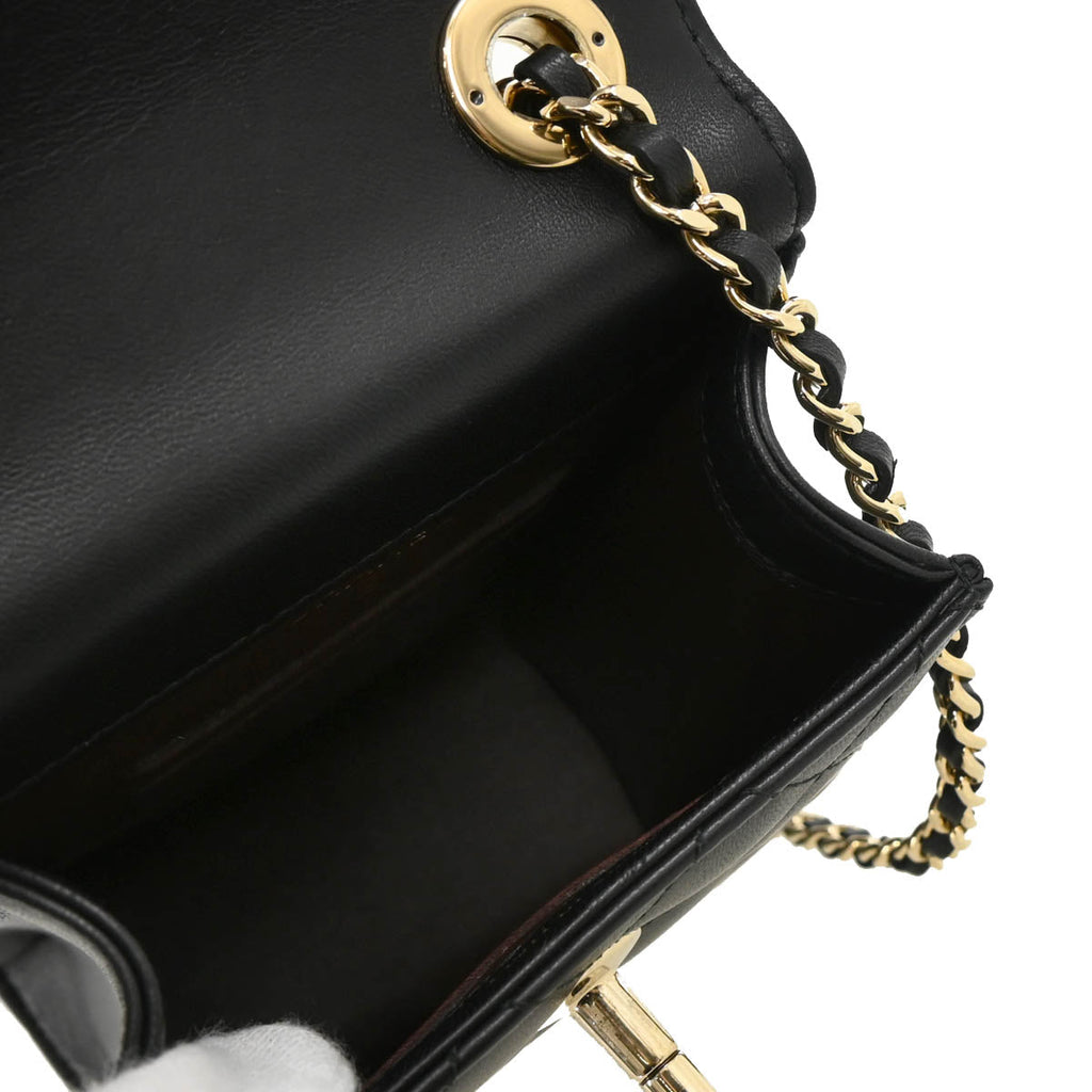 Chanel 2016-2017 Black Lambskin Trendy CC Phone Holder Crossbody Bag